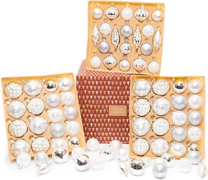 76 Count Glass Christmas Ball Ornaments for Christmas Trees, Elegant Premium Var - Picture 1 of 12