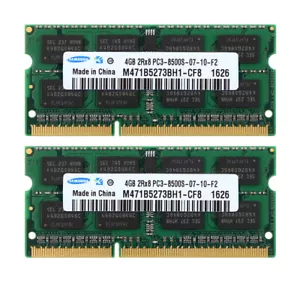 Samsung (8GB) 2x4GB 2RX8 DDR3 1066MHz PC3-8500S 204PIN SO-DIMM Laptop RAM Memory - Picture 1 of 10