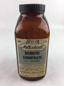 Vintage Pharmacy Bismuth Subnitrate Medicine Bottle Empty 6.5" Mallinckrodt - Picture 1 of 1