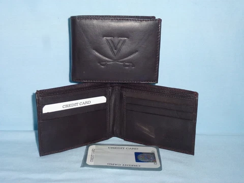 VIRGINIA CAVALIERS   Leather BiFold Wallet   NEW   dark brown 3s Cover