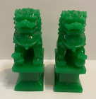Feng Shui Pair of Green Fu Foo Dogs Guardian Lion Statue,5?H !home decor'