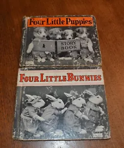 1935 LITTLE GOLDEN BOOKS (2) Four Little Puppies & Four Little Bunnies Harcover - Imagen 1 de 19