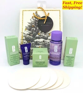 CLINIQUE Smart Travel Christmas Bag GIFT SET Moisturizer Serum Make Up Remover + - Picture 1 of 13