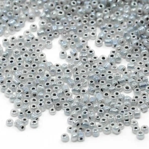 50g 2mm grey ceylon glass seed beads - ideal for jewellery making, crafts - Picture 1 of 3