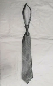 Mens Silver Gray Patterened Red Sleeve Pre-tied Adjustable Long Tie Windsor - Picture 1 of 3