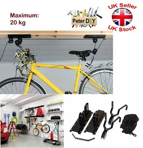 FAHRRAD Fahrrad CILING MONTIERT HEBE Aufbewahrungsständer 20kg AUFHÄNGER HALTER HAKEN - Bild 1 von 1