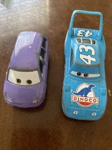 Disney Pixar Cars - PURPLE MINI/ MINNY (VAN’S WIFE) & #43 Dinoco The King - Picture 1 of 13