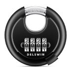DELSWIN 4 Digit Combination Disc Padlock with Hardened Steel Shackle Combo Lock