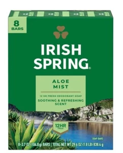 Irish Spring Bar Soap, Aloe Mist, 12 Hour Fresh, 8 Pack Bars - 3.7 Oz Each - Picture 1 of 1
