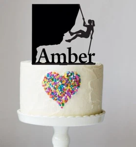 Rock Climbing Cake Topper, Repelling, Female Rock Climber, Keepsake - LT1128 - Picture 1 of 4