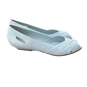 Vintage 80er Naturalizer Damen hellblau Peeptoe Ballerinas Leder 8N Brasilien neu aus altem Lagerbestand - Bild 1 von 7