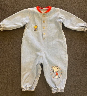Mono vaquero vintage bebé Snoopy vaquero babero 18 meses bordado Foto 1 de 4