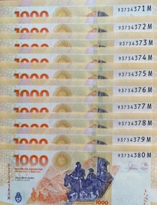 New 2023 Argentina 1000 Pesos (San Martin) SUFFIX M UNCIRCULATED