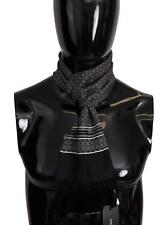 Dolce&Gabbana Men Black Scarf 100% Silk Geometric Print Fringe Casual Shawl Wrap