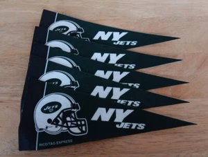 Lot Of 5 NFL Mini PENNANT FLAG New York Jets by Rico/Tag Express 9"x 4” Football - Picture 1 of 7