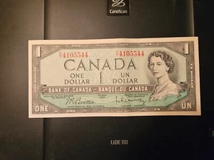 1954 $1 Dollar Bank of Canada Banknote CY4105544 AU 50 - Picture 1 of 5