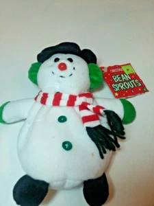 Beanbag Plush Stuffed Toy w/Tag 8" CHRISTMAS SNOWMAN Bean Sprouts VINTAGE  DV10  - Picture 1 of 4
