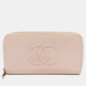 Chanel Pink Caviar Leather CC Timeless Zip Around Wallet - Picture 1 of 9
