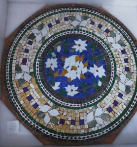 18'' Black Coffee Center Marble Table Top Inlay Malachite Home Decor Mosaic - Picture 1 of 4