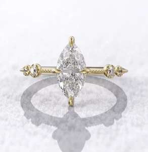 1ct Marquise Cut Moissanite Full Milgrain Engagement Wedding Anniversary Ring - Picture 1 of 4