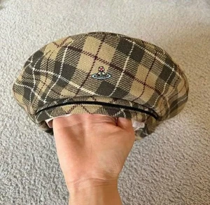 Vivienne Westwood Women Cap Hat Vintage 90S License Early Check Beret Hat Used - Picture 1 of 9