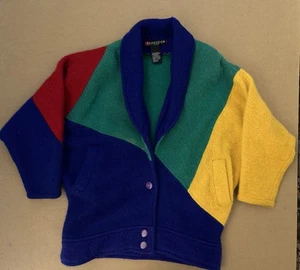 Vintage I.B. Diffusion Sport Wool Colorblock Sweater Jacket 80s Damen Cardigan M - Bild 1 von 13
