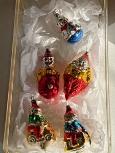 LOT Vintage West Germany Mercury Blown Glass Christmas Ornaments Clown Jester - Picture 1 of 21