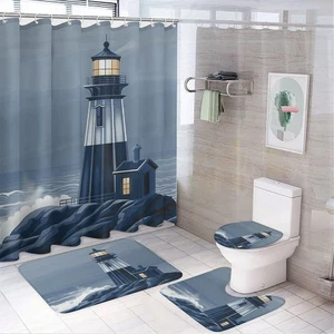 Dunmat Set 4 Pezzi Tenda da Doccia Faro Vintage con Tappeti, Include Bagno... - Foto 1 di 8