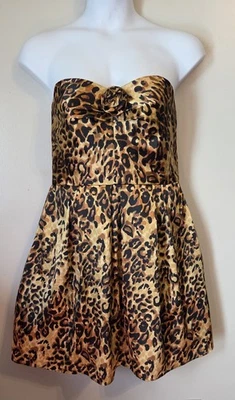 Vestido De Colección Y2k Allen B Schwartz Brillante Sin Tirantes Leopardo Tul 16 Foto 1 de 4