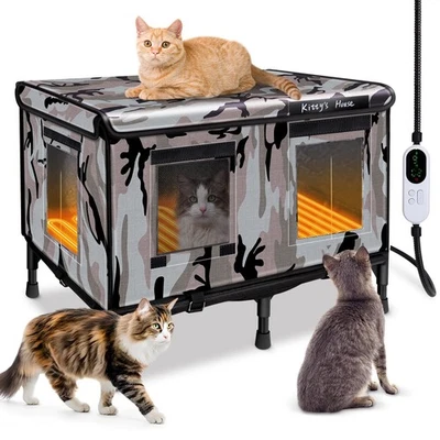 Heated Cat House for Outside in Winter, Weatherproof Insulated Outdoor Cat Ho... - Image 1 of 4