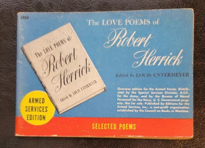 The Love Poems of Robert Herrick Ed Louis Untermeyer Armed Services Edition 1056 Foto 1 de 3