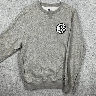Sudadera Brooklyn Nets Cuello Redondo Para Hombre Grande Gris Pullover Manga Larga New Era Foto 1 de 4