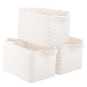 Storage Baskets for Organizing, Decorative Woven Baskets for Shelves, Cotton - Picture 1 of 8