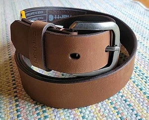 Nuevo con etiquetas Cinturón de cuero de grano completo Carhartt marrón silla de montar talla XXL 41-43" cintura - Imagen 1 de 6