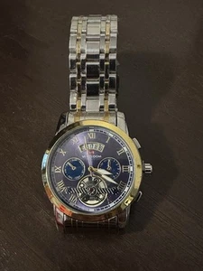 Watch Men VA VA Voom Silver & Gold Blue Face Fashion Sports Waterproof Watch - Picture 1 of 7