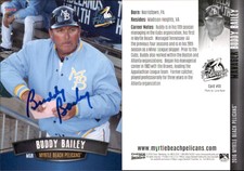 Buddy Bailey Signed 2016 Choice Myrtle Beach Pelicans #01 Card Auto AU
