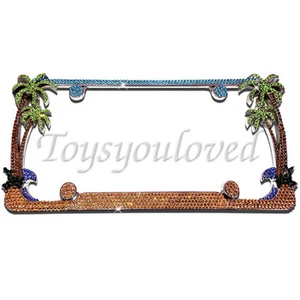 PALM TREE Crystal Bling License Plate Frame made with 100% Swarovski Crystals - Bild 1 von 1