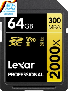 Lexar Professional 2000X SD Karte 64GB, SDXC UHS-II Speicherkarte Ohne Lesegerät - Bild 1 von 12