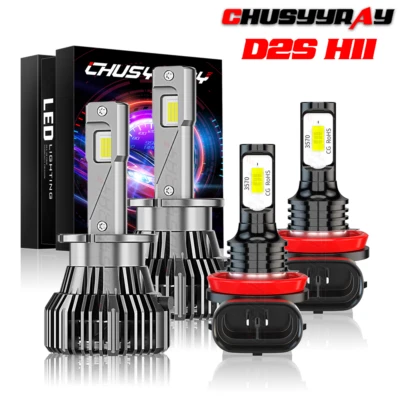 4X Faros LED D2S H11 LED Bombillas antiniebla para Infiniti QX70/QX50 2014-2017 Foto 1 de 4