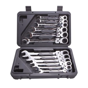 12-teiliges Flex-Kopf Spezialeinsätze Schraubenschlüssel-Set 8-19 mm metrisch CR-V mit tragbarer Werkzeugkiste - Bild 1 von 6