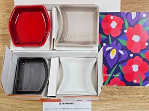 Le Creuset mini sauce plate set of 4 Red/Nutmeg/White/Flint Japanese Tableware - Picture 1 of 11