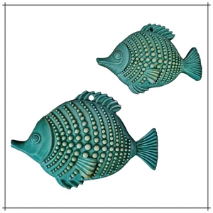 Tropische Aquamarin Keramik Fische Wanddeko Außen Innen - Bild 1 von 5