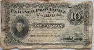 10 pesos Banco Provincial de Córdoba 1881 (Resealed 1885) - Argentina (Scarce) - Picture 1 of 3