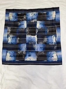 Jones New York Scarf Blue & Black Square Abstract Pattern 20 X 20 - Picture 1 of 3