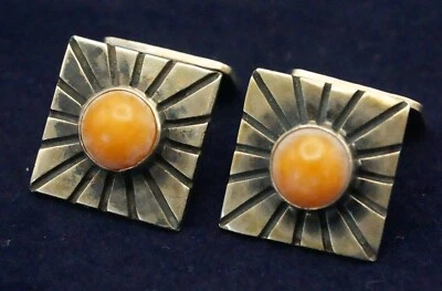 GEORG KRAMER  Bernstein Manschettenknöpfe 835 Silber N 75 - Bild 1 von 4