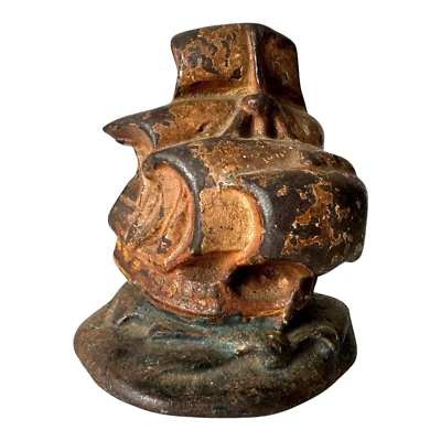 Antique Cast Iron Sailing Ship Doorstop or Bookend – Nautical Decor - Image 1 of 4