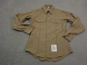 DSCP Military Shirt Mens 15 Brown Wool Poly Khaki Work Wear Field Tropical - Picture 1 of 13