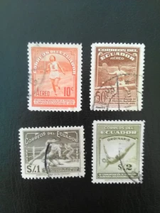 ECUADOR PART SET OF 4 USED STAMPS 1939 OLYMPICS SPORT AIRMAIL. - Picture 1 of 1
