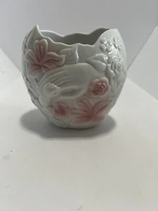 FTD Ceramic Floral Vase Pink/White Child & Adult Holding Hands 5.5” x 5.5” x 4” - Picture 1 of 6
