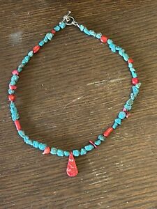 South Western Necklace Wonderful Coral And Turquoise